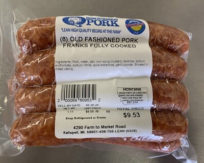 (8) Old Fashion Pork Franks (Approx. $9.50/pkg)