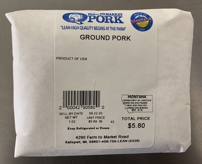 Lean Ground Pork (Approx. $6.20/pkg)