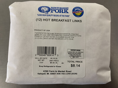 (12) Hot Breakfast Sausage Links (Approx. $8.75/pkg)