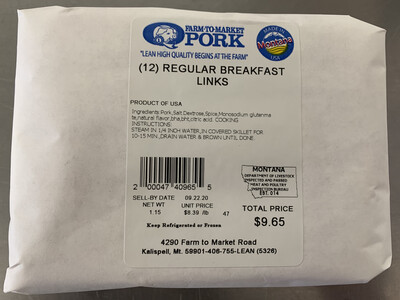 (12) Regular Breakfast Sausage Links (Approx. $8.75/pkg)