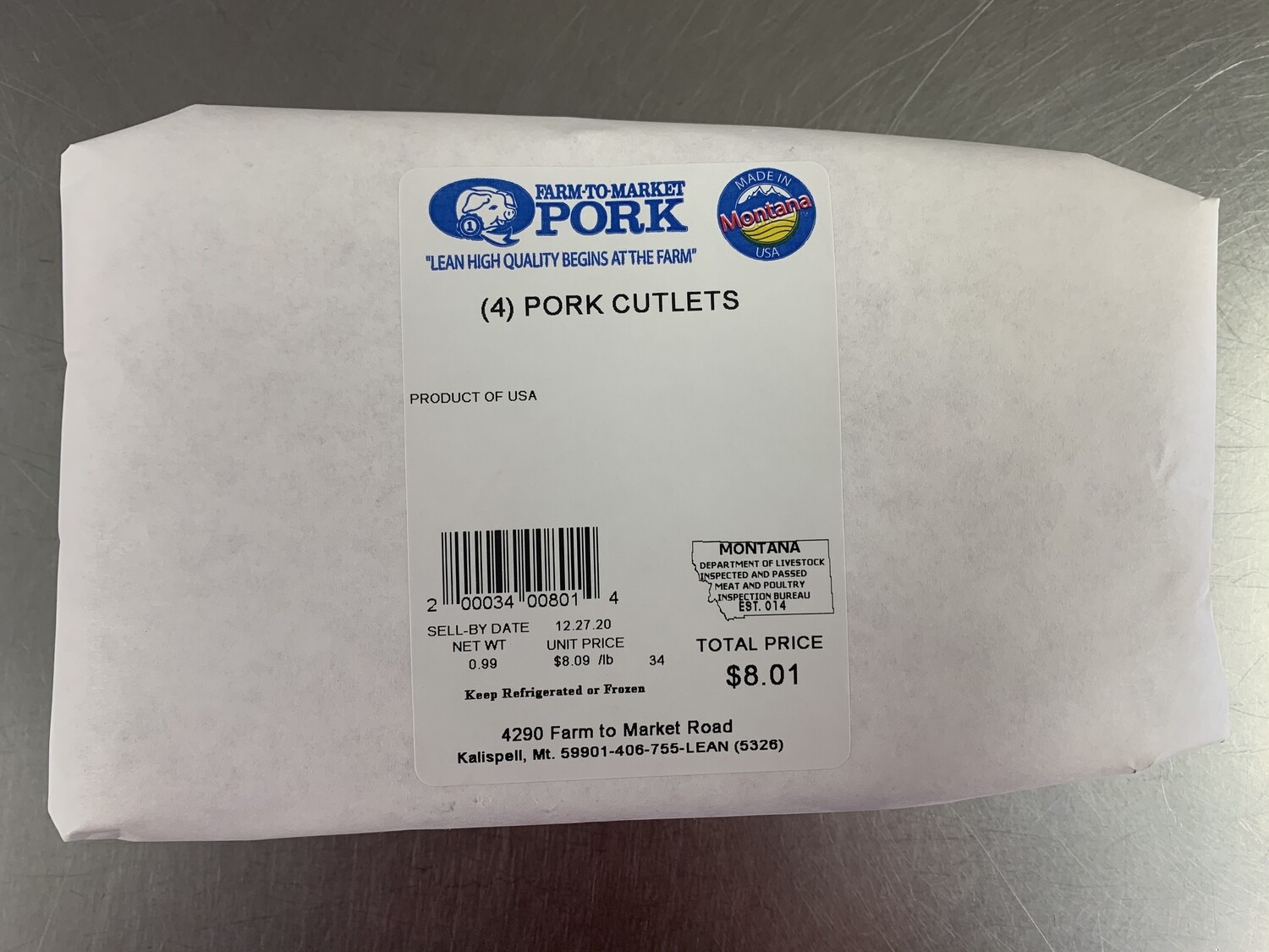 (4) Pork Cutlets (Approx. $9/pkg)