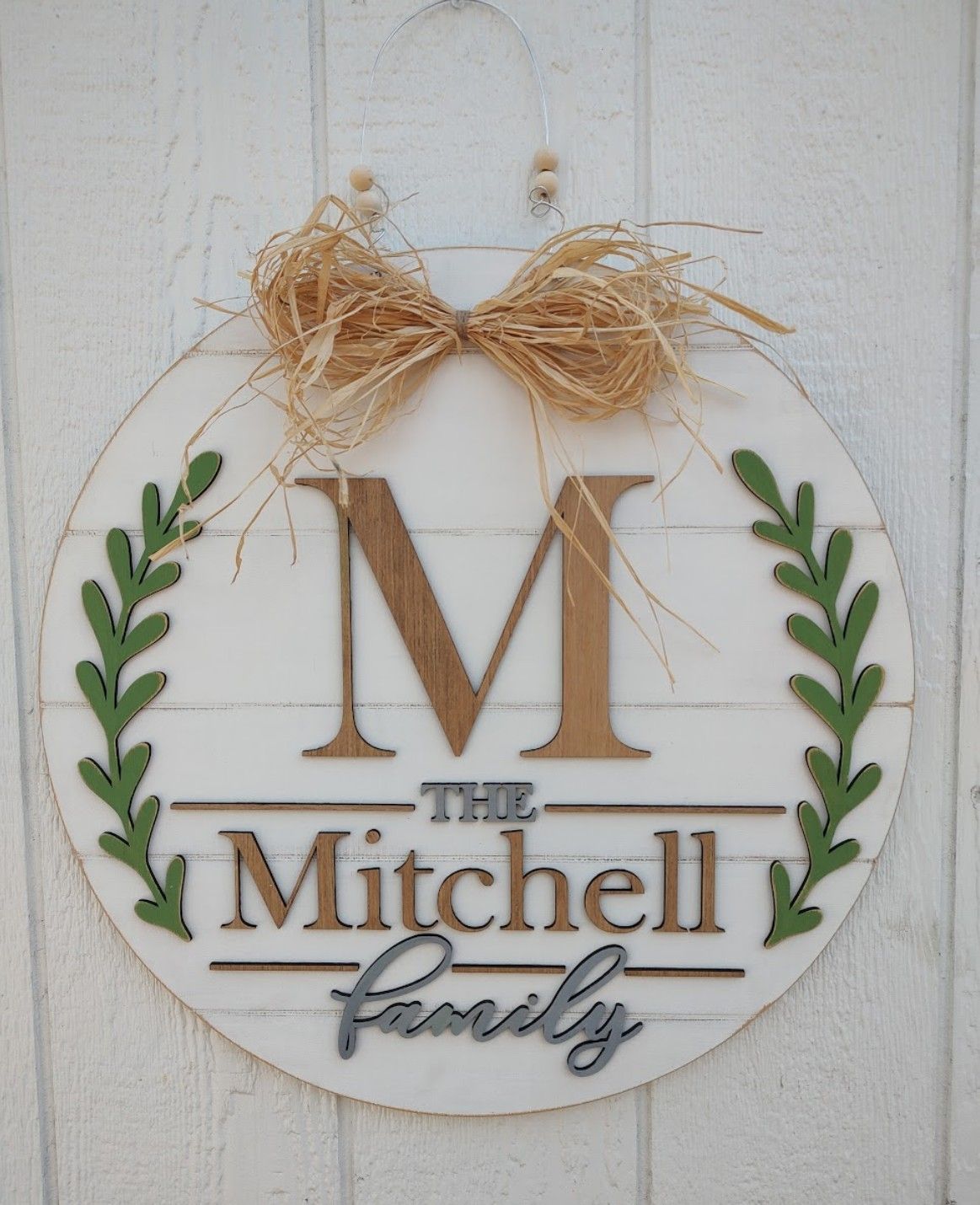 Shiplap- Farmhouse- Personalized Doorhanger- Black or White - Choose size