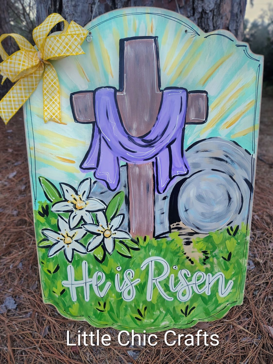 Cross at tomb Easter Doorhanger
