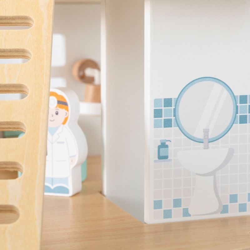 VIGA Drewniany Szpital Z Karetką Winda Zestaw 15 el