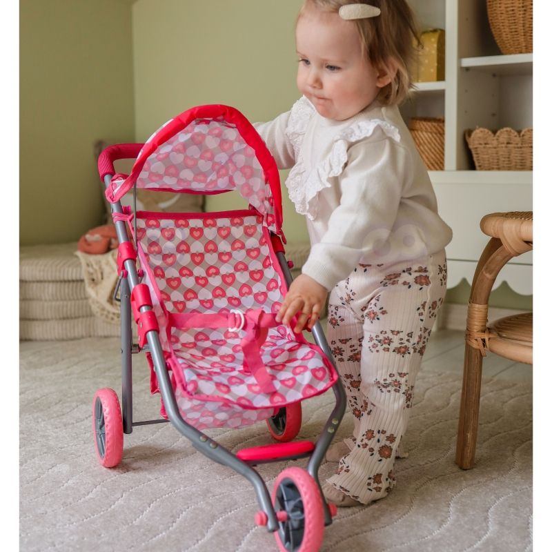 WOOPIE ROYAL Trójkołowa Spacerówka Wózek dla Lalek Serce Róż