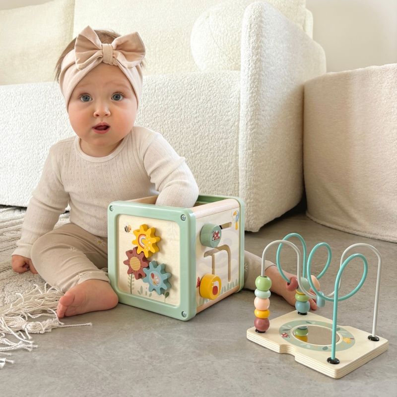 WOOPIE GREEN Drewniana Kostka Aktywności Multifunkcyjna Edukacyjna Sorter