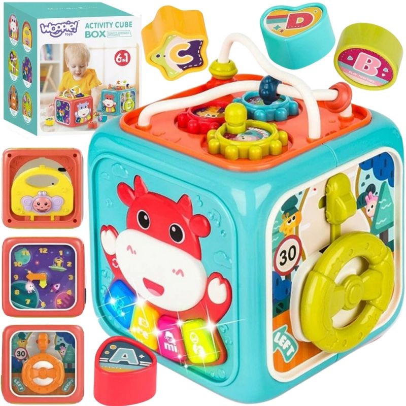 WOOPIE BABY Interaktywna Kostka Sensoryczna Edukacyjna Montessori Sorter 6w1