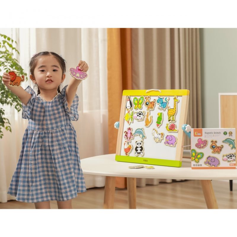 VIGA Drewniane Magnesy Zwierzęta zestaw 20 elementów