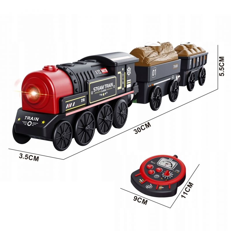 WOOPIE Lokomotywa Elektryczna Zdalnie Sterowana Kolejka Retro Wagony 4 el.