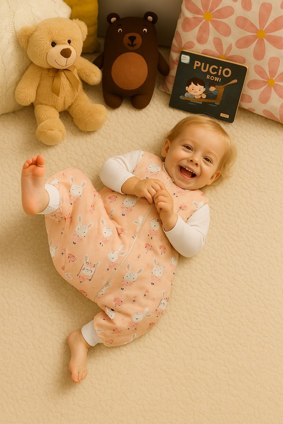 Śpiworek dla dzieci z nogawkami bawełniany ocieplany L 9-24 mcy TOG 2.5 - króliczki baletnice