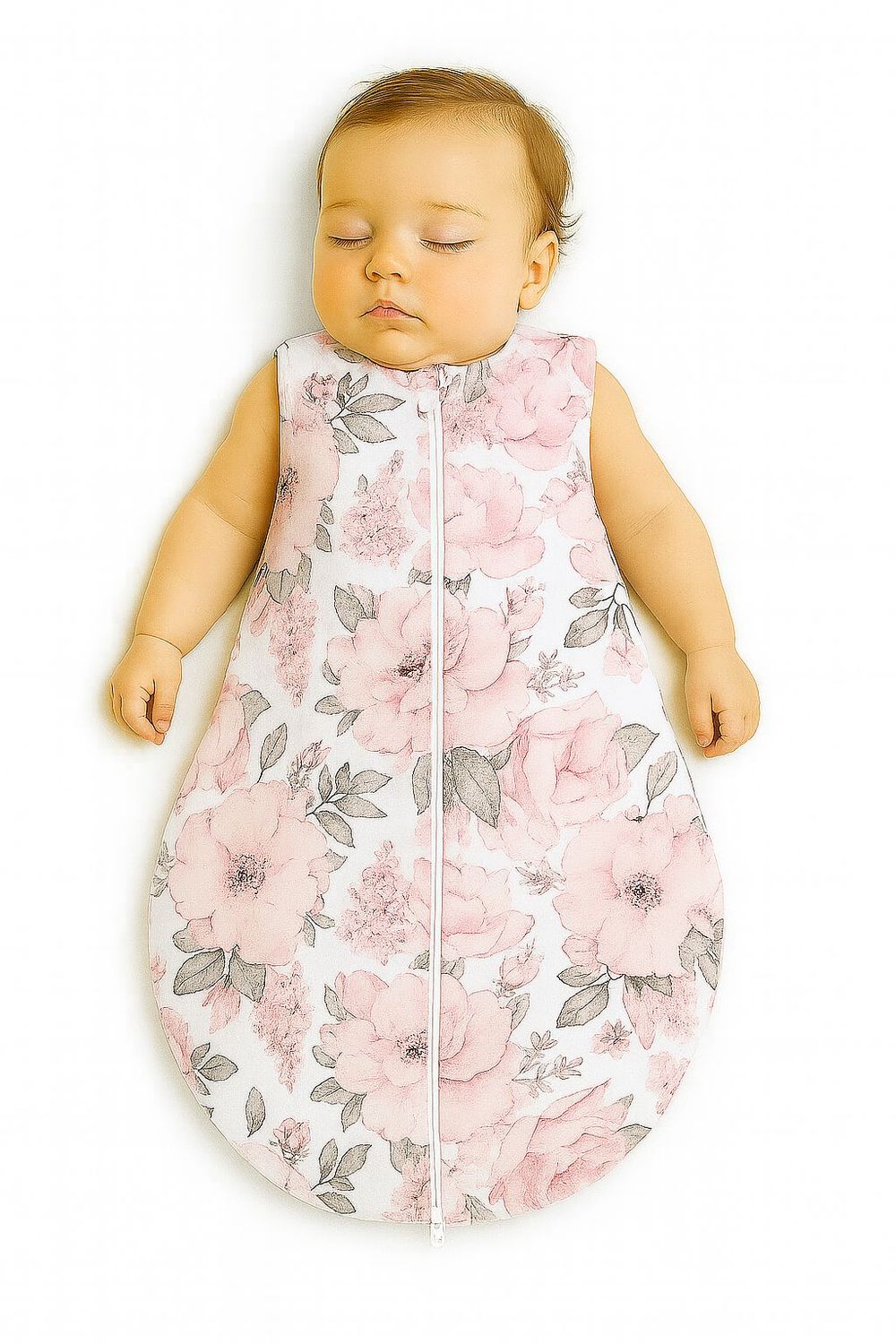 Śpiworek dla dzieci bawełniany zaokrąglony S 0-6 mcy letni TOG 1.0 - róże sepia
