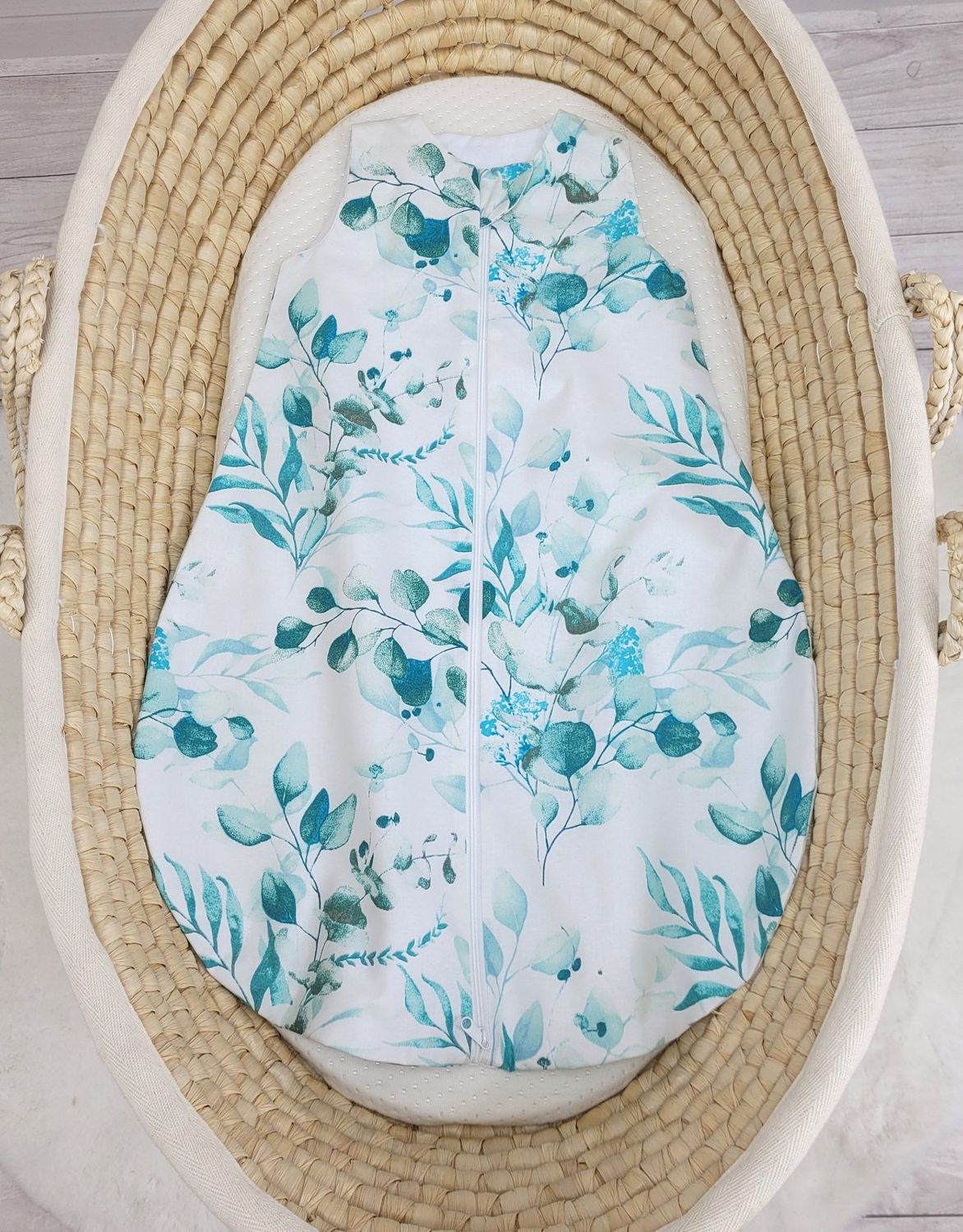 Śpiworek dla dzieci bawełniany zaokrąglony S 0-6 mcy letni TOG 1.0 - eucaliptus mint