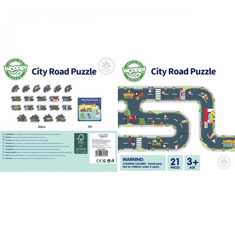 WOOPIE GREEN Droga Puzzle dla Dzieci Autostrada Makieta 21 el. Certyfikat FSC