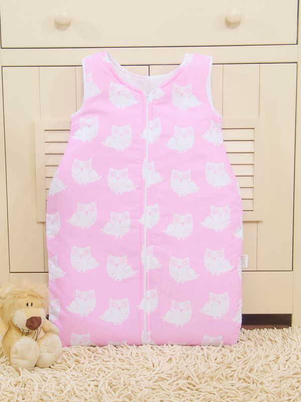 Śpiworek dla dzieci bawełniany M 6-12 mcy TOG 2.5 całoroczny ocieplany sowy różowe