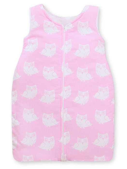 Śpiworek dla dzieci bawełniany M 6-12 mcy TOG 2.5 całoroczny ocieplany sowy różowe