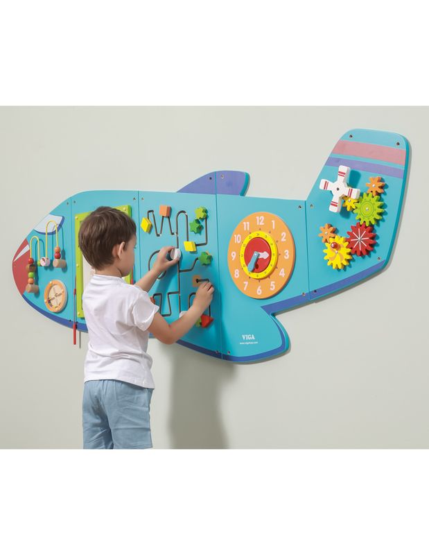 VIGA Drewniana Tablica Sensoryczna Manipulacyjna Samolot Certyfikat FSC Montessori