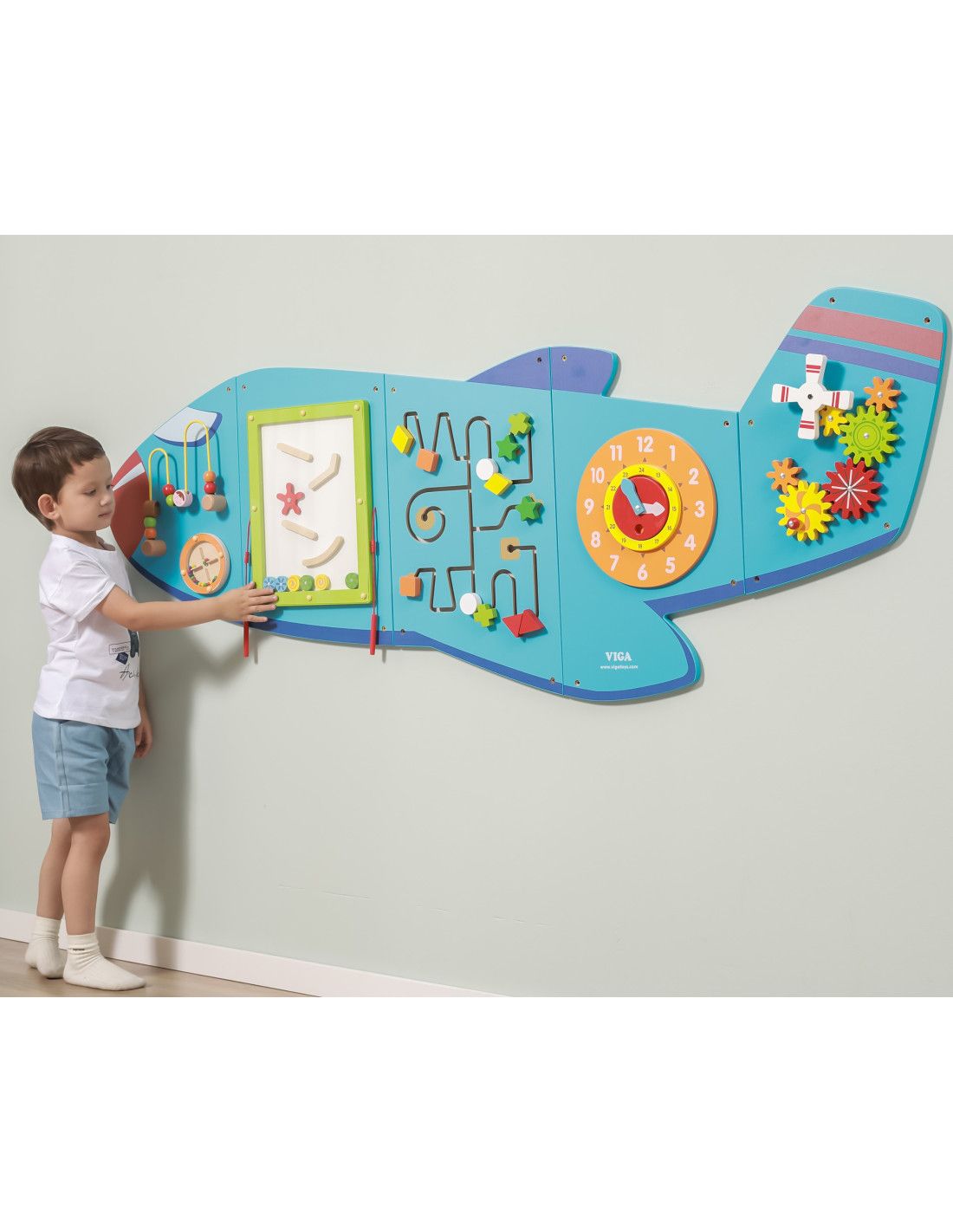 VIGA Drewniana Tablica Sensoryczna Manipulacyjna Samolot Certyfikat FSC Montessori