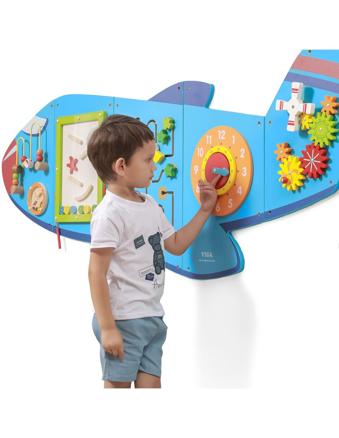 VIGA Drewniana Tablica Sensoryczna Manipulacyjna Samolot Certyfikat FSC Montessori