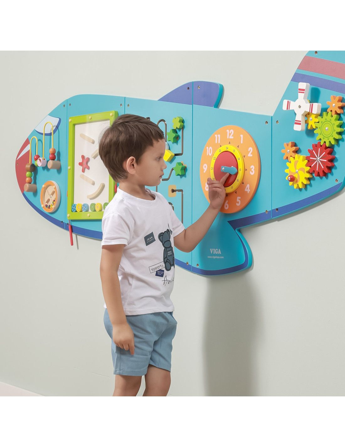 VIGA Drewniana Tablica Sensoryczna Manipulacyjna Samolot Certyfikat FSC Montessori