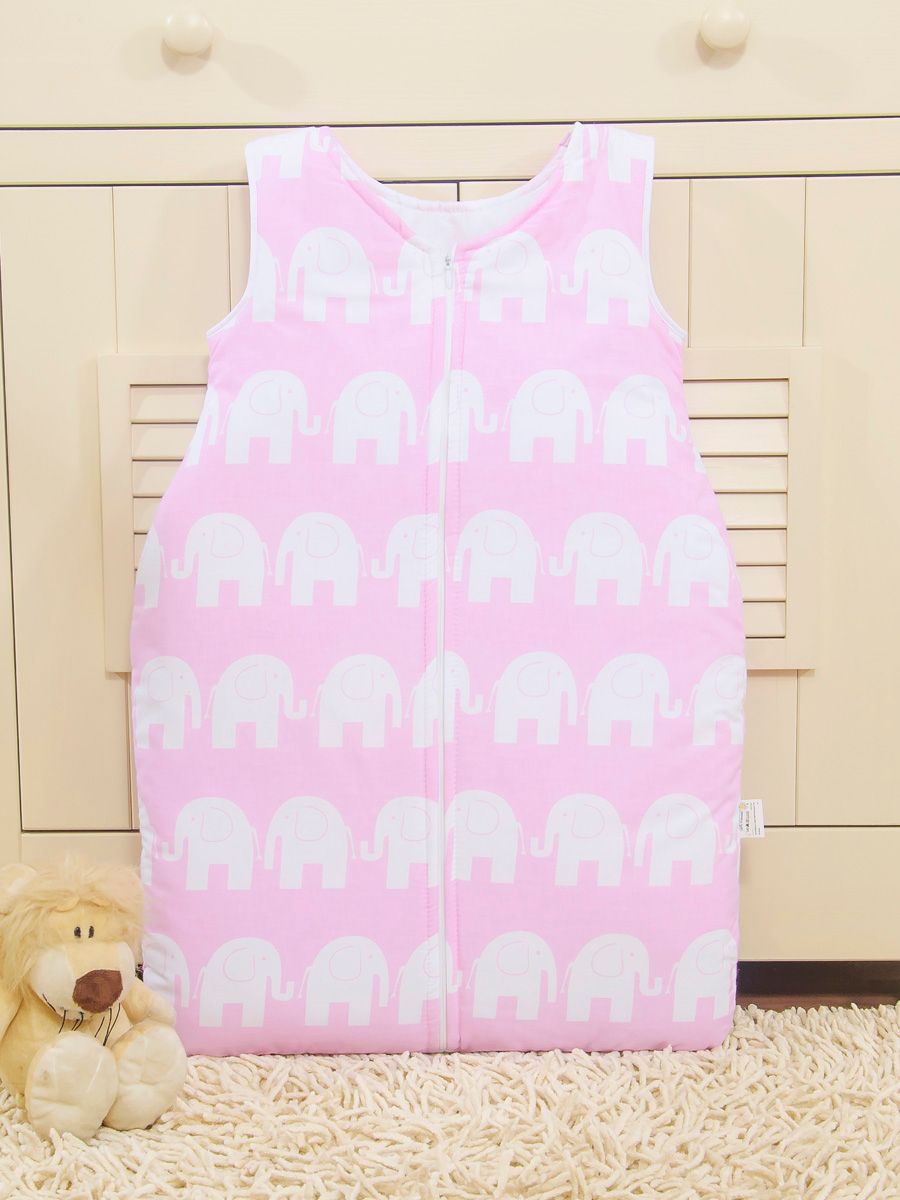 Śpiworek dla dzieci bawełniany M 6-12 mcy TOG 2.5 całoroczny ocieplany słonie różowe