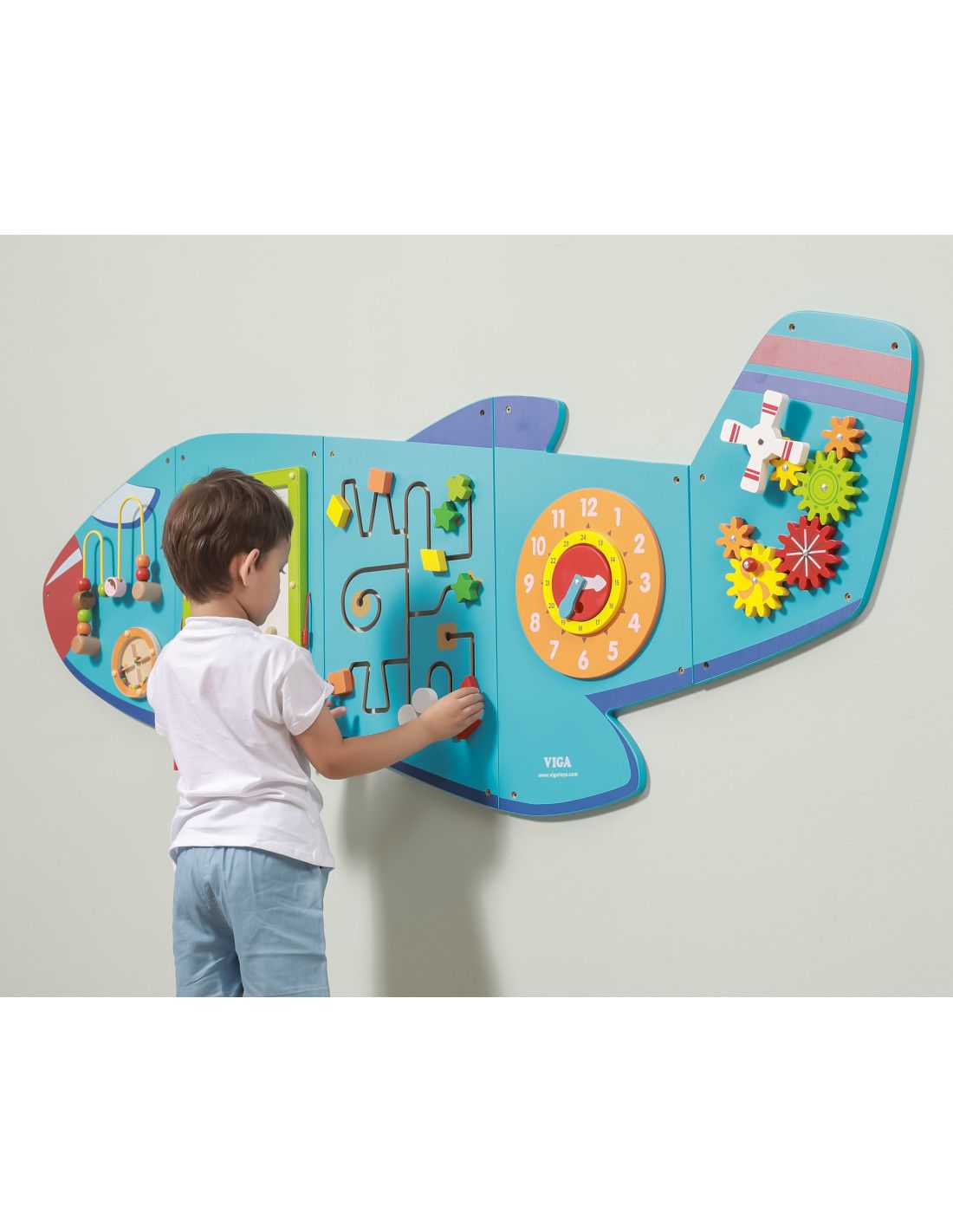 VIGA Drewniana Tablica Sensoryczna Manipulacyjna Samolot Certyfikat FSC Montessori