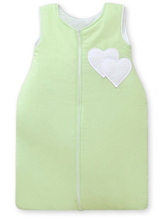 Śpiworek dla dzieci bawełniany M 6-12 mcy TOG 2.5 całoroczny ocieplany serduszka zielone