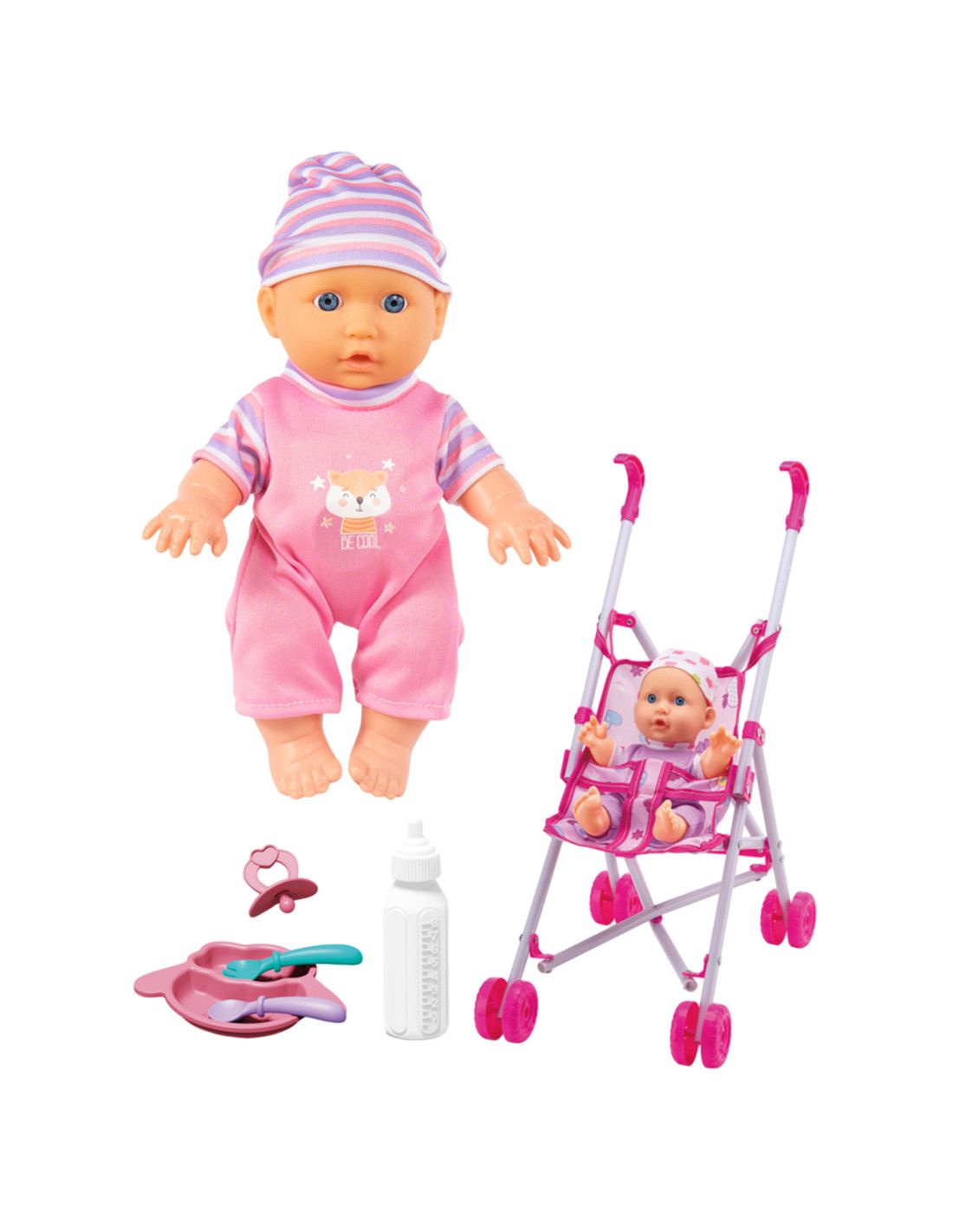 WOOPIE ROYAL Pierwsza Lalka Bobas z Wózkiem Opiekunka + Zestaw do Karmienia