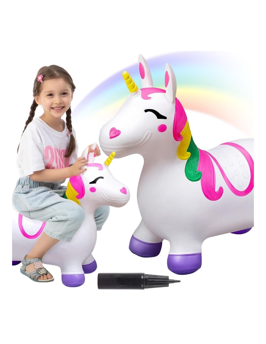 WOOPIE Skoczek Gumowy do Skakania Jednorożec Biały+ Pompka