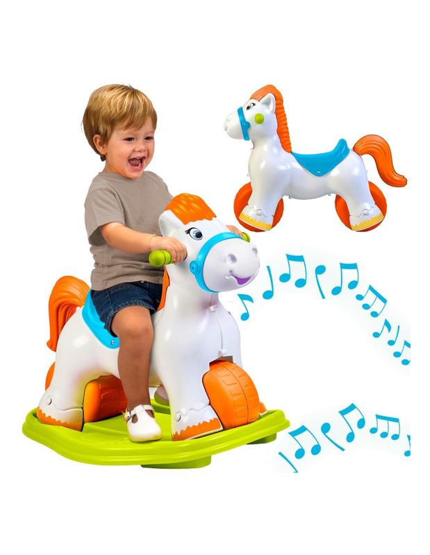 FEBER Interaktywny Bujany Konik 2w1 – Jeździk Biegowy