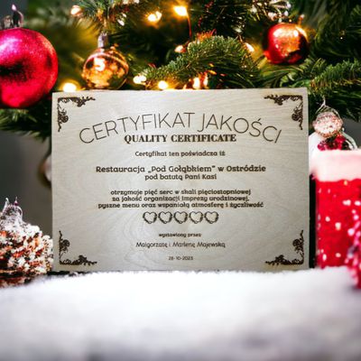 podziękowania CERTYFIKAT