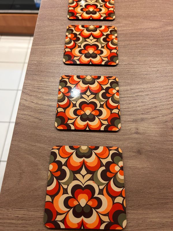 1970's style Drinks Coasters set of 4