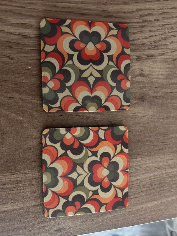1970's style neoprene drinks coasters