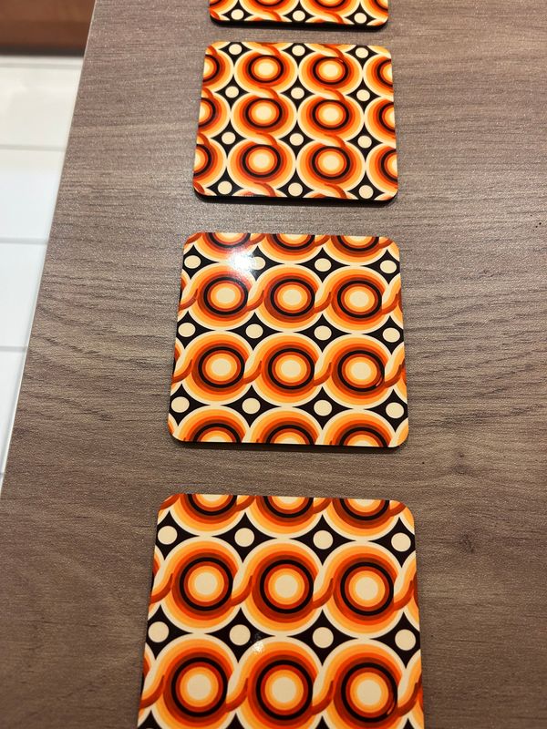 1970's style drinks coasters set of 4