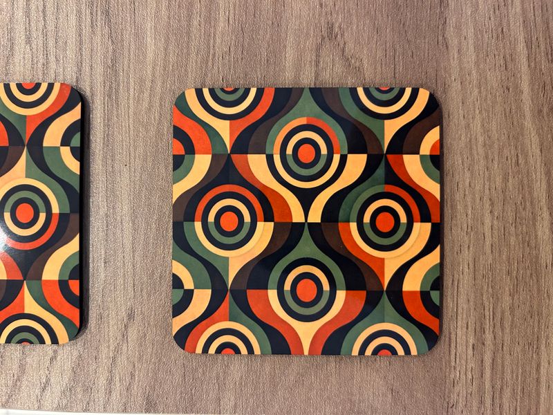 1970's style wavy pattern coasters set of 4