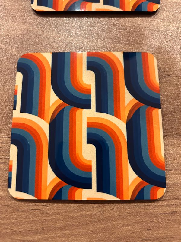 1980's Rainbow pattern coasters set of 4