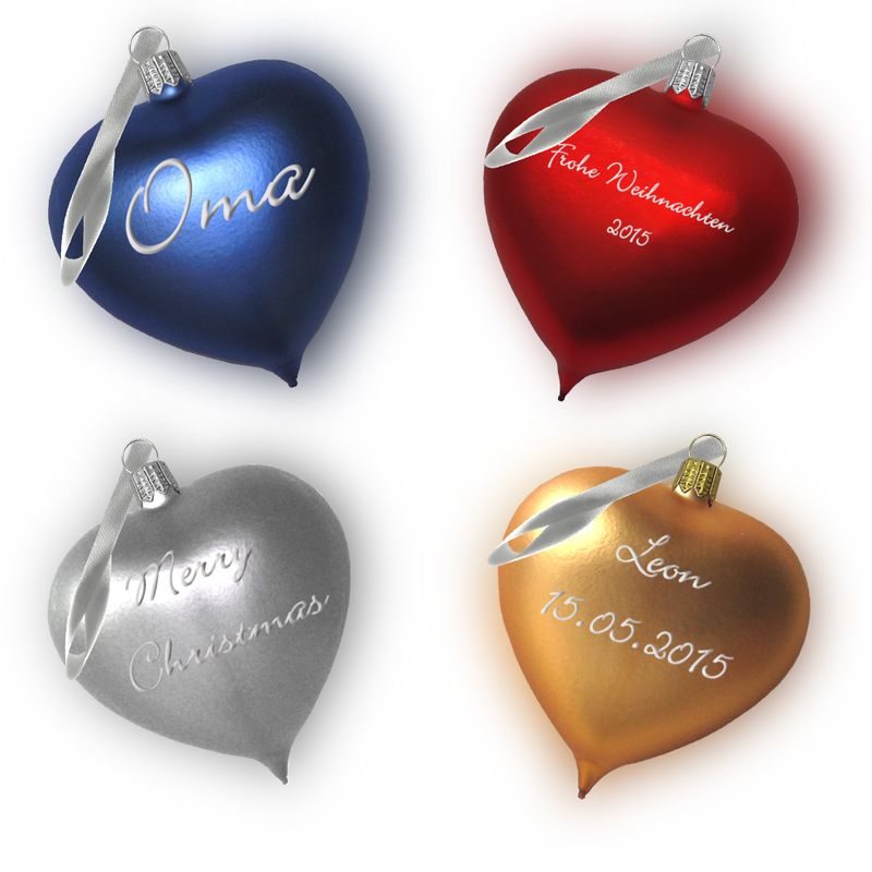 Familienset mit 4 Weihnachtsherzen