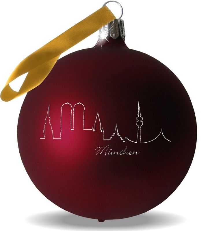 Christbaumkugel mit Skyline Gravur Deiner Heimatstadt
