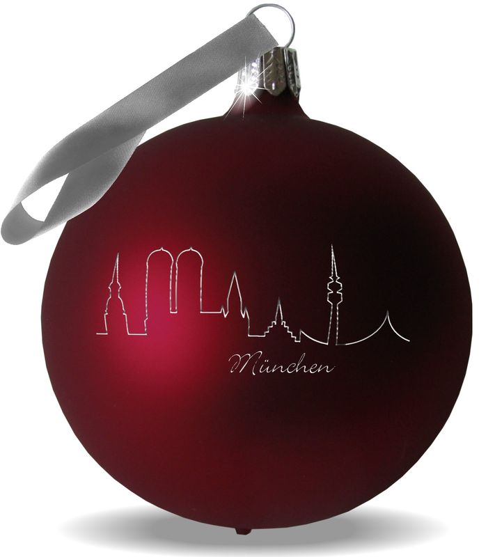 Christbaumkugel mit Skyline Gravur Deiner Heimatstadt