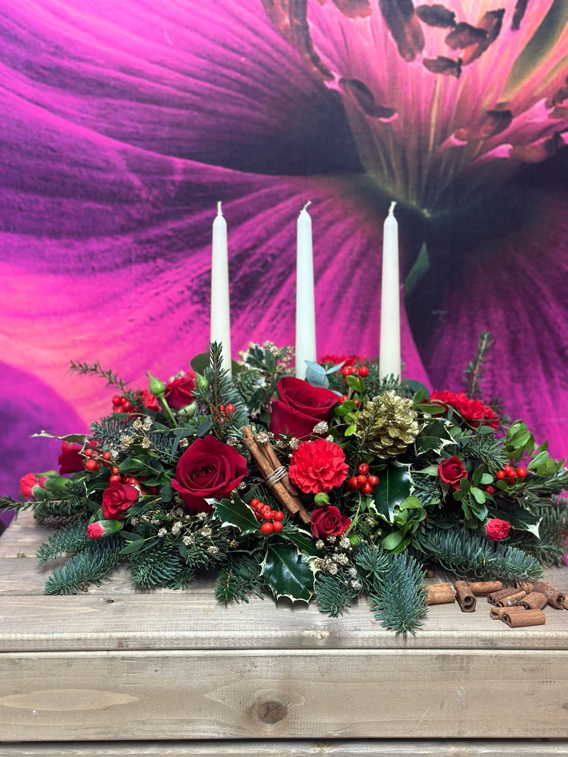 Long Low Christmas Table Centre