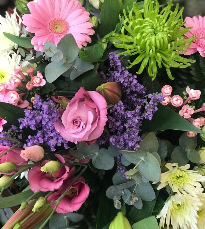 Pinks & Purple Hand-Tie Florist Choice Pinks & Purple Hand-Tie Florist Choice