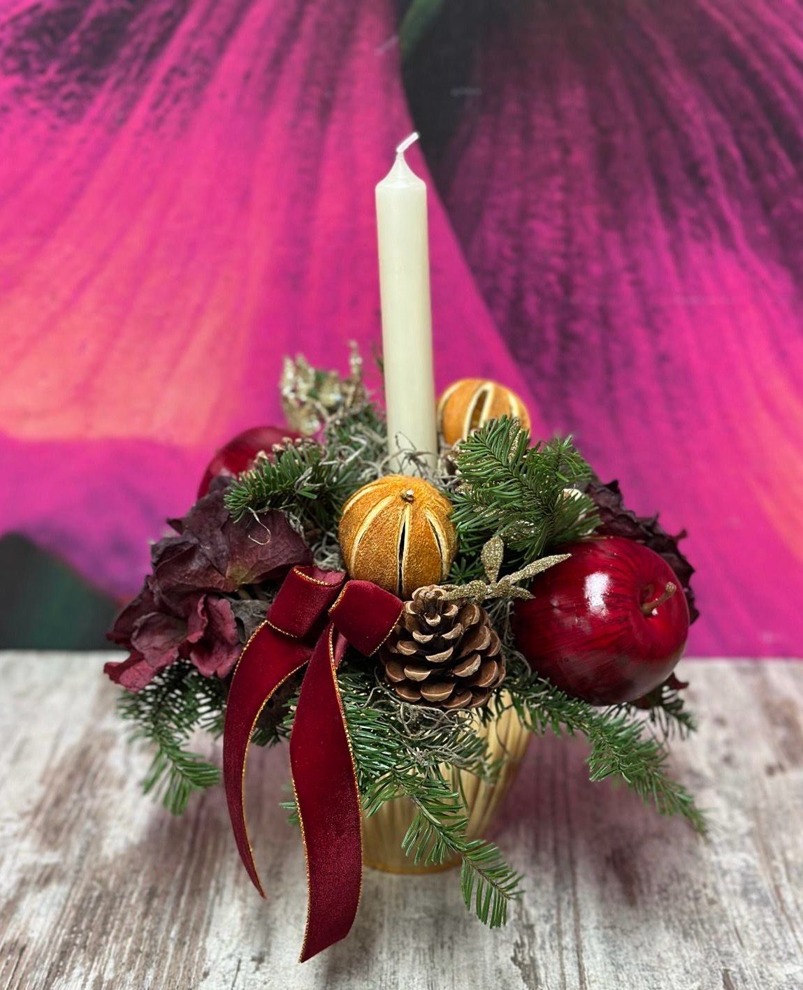 Festive Apple & Orange Candle Arrangement Festive Apple & Orange Candle Arrangement