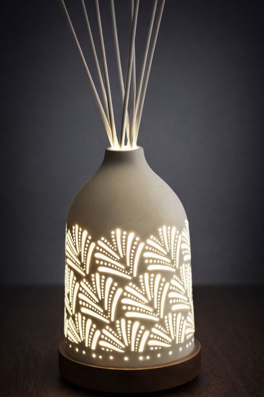 LED Ceramic Leaf Reed Diffuser Liquid & 8 Reeds