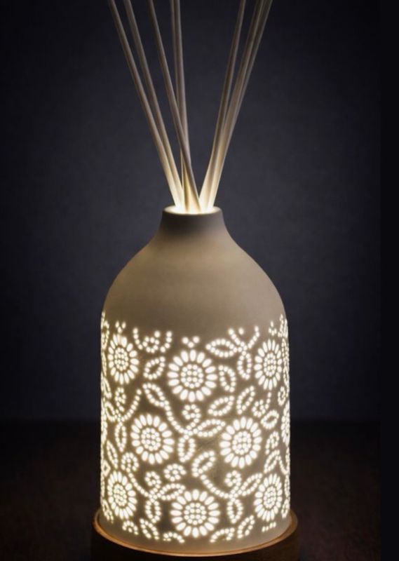 LED Ceramic Flower Reed Diffuser Liquid & 8 Reeds