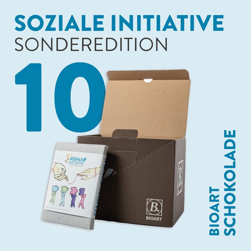 10 Stk. BioART-Fairtrade Schokolade Soziale Initiative (inkl. 40 EUR Spende)