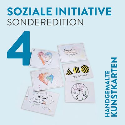 4 Handgemalte Kunstkarten (inkl. 8 EUR Spende)