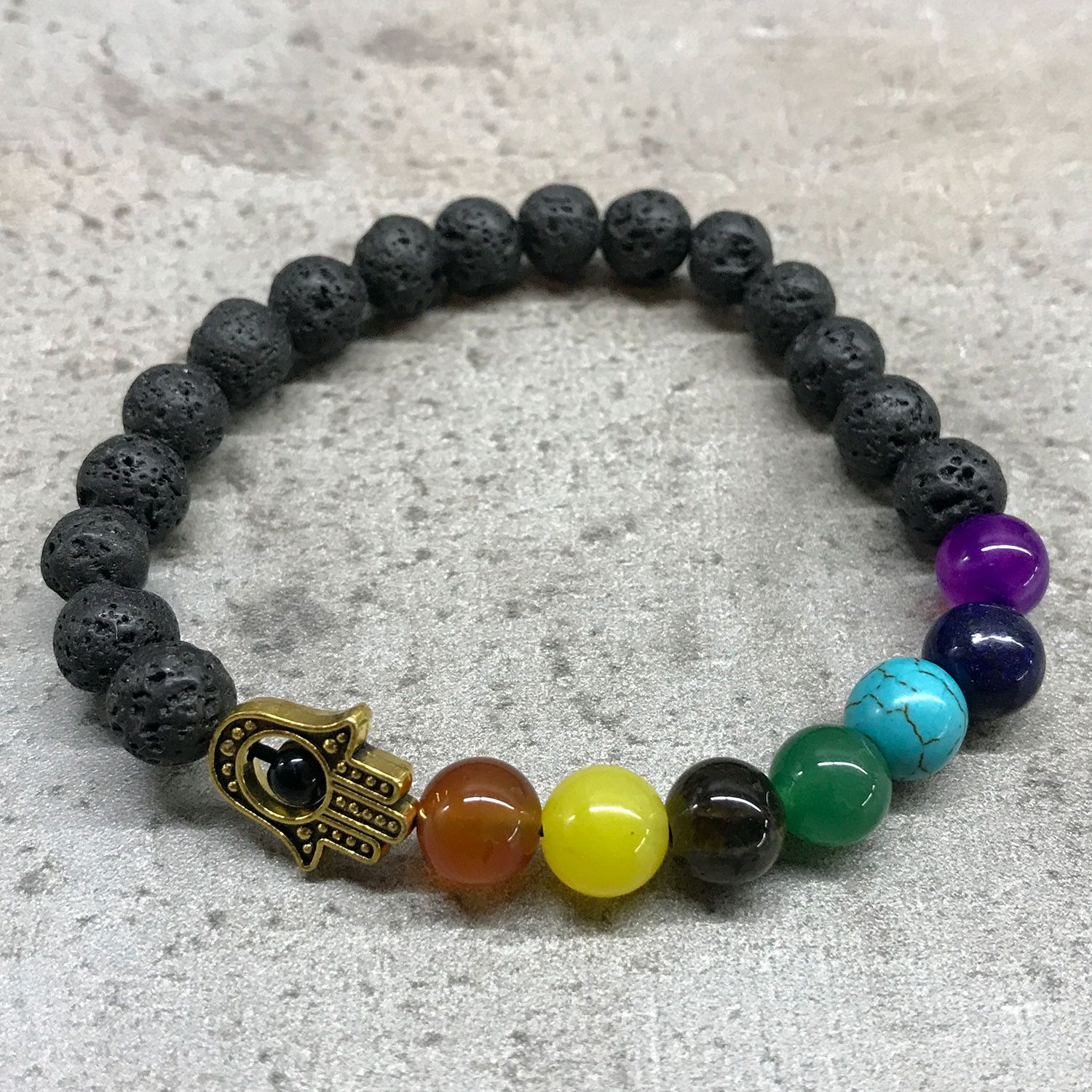 Lavasteen Armband - Hamsa Chakra