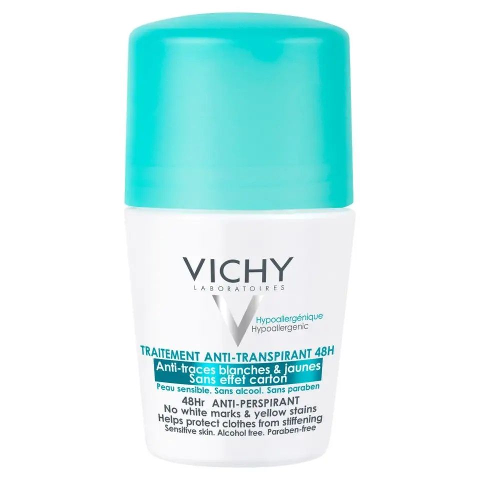 Vichy, antyperspirant 48h, przeciw śladom na ubraniach, roll-on, 50ml