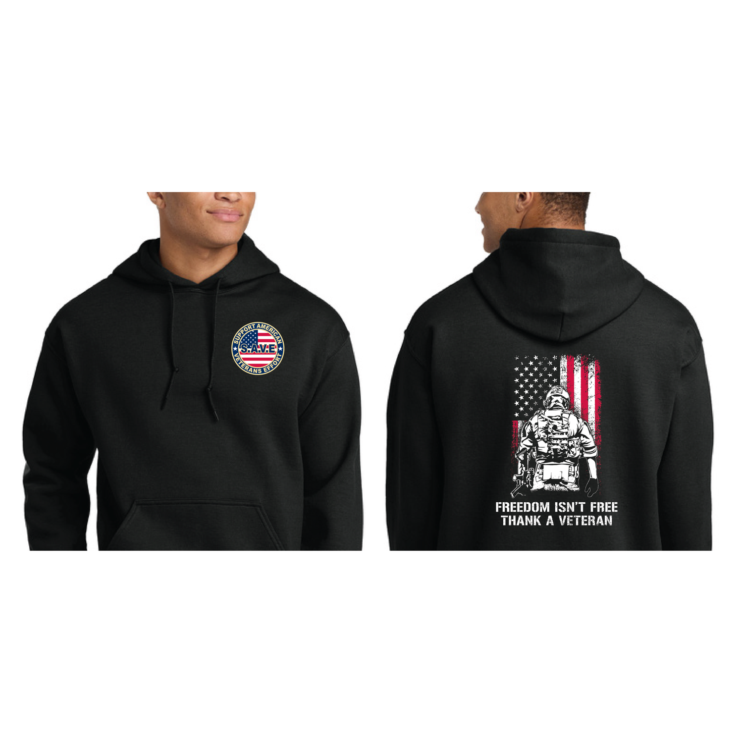SAVE HOODIES: HEAVY, Colour: BLACK/FREE, Size: 2XL