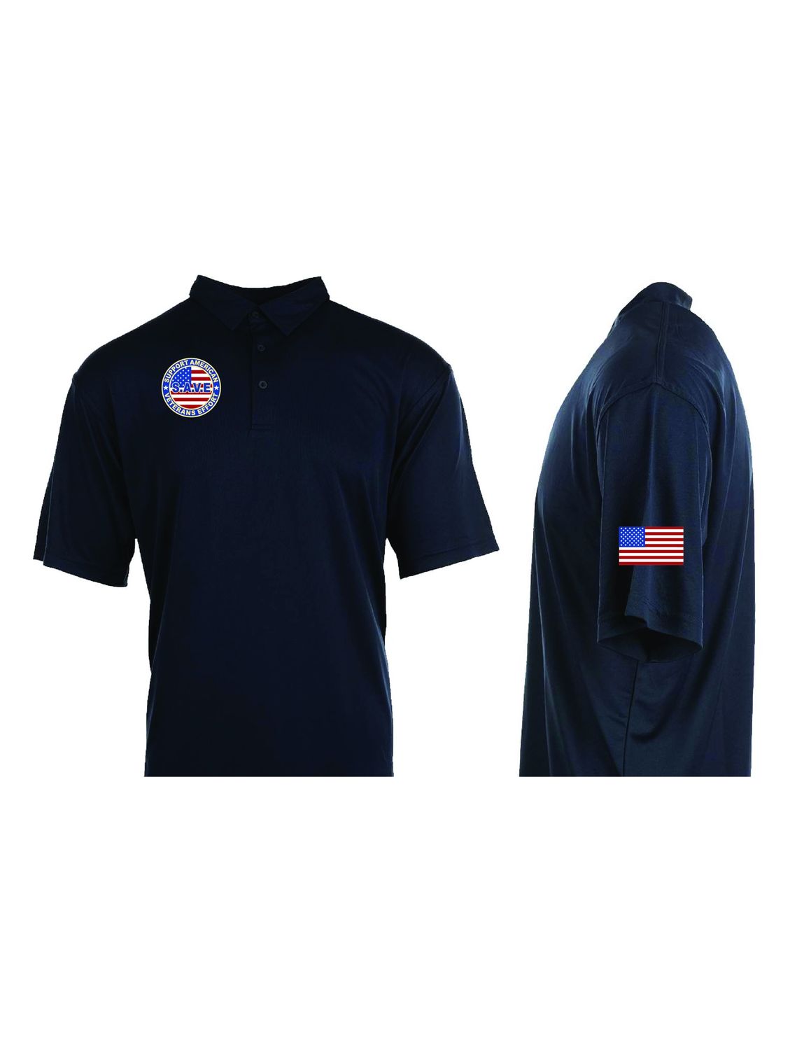 SAVE Men's Golf Polo, Colour: BLACK, Size: S