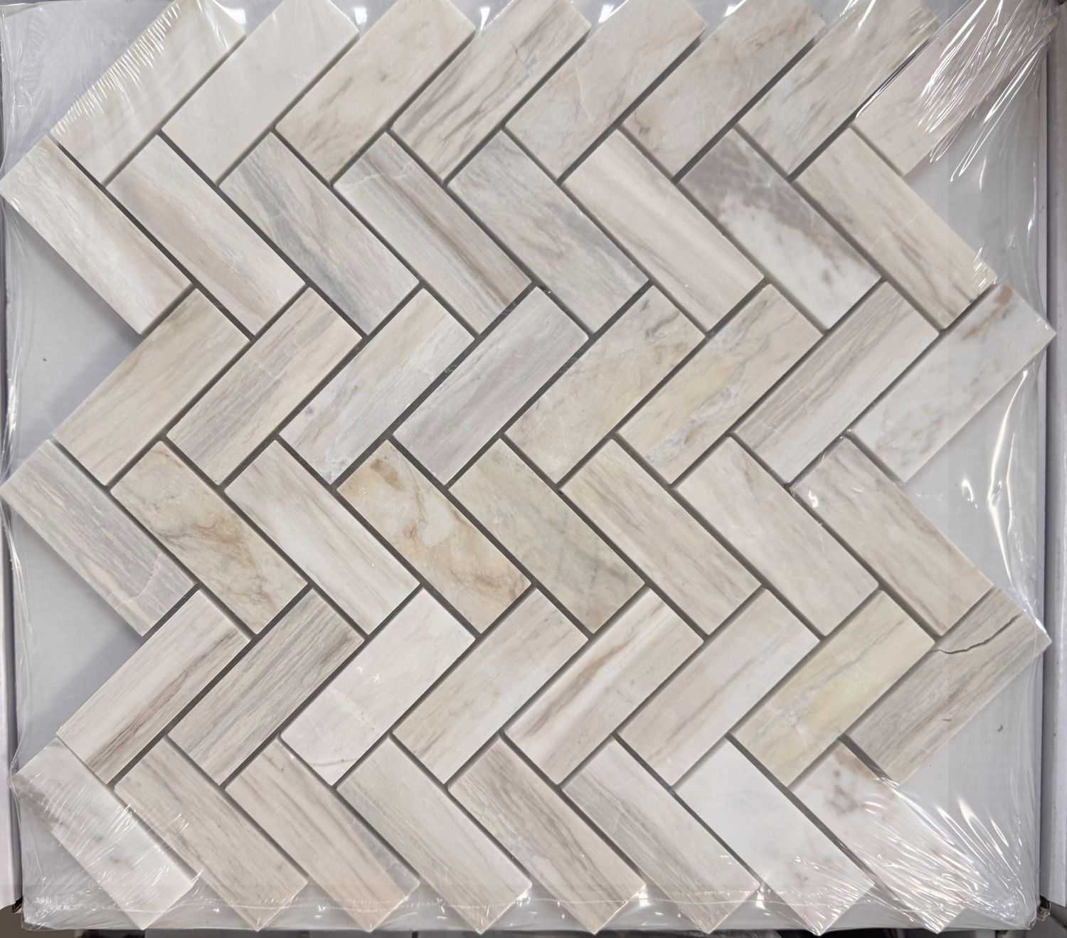 Angora Herringbone Marble Mosaic